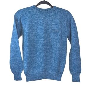 VTG Lisa LTD Small Teal Chest Pocket Button Back Knit Sweater Shabby Chic Cozy